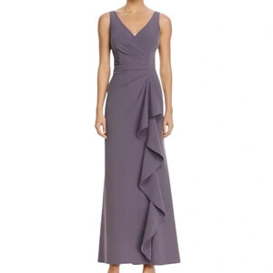 NWT Aidan By Aidan Mattox Grey Sleeveless Pleated Gown Size 2 Event Party